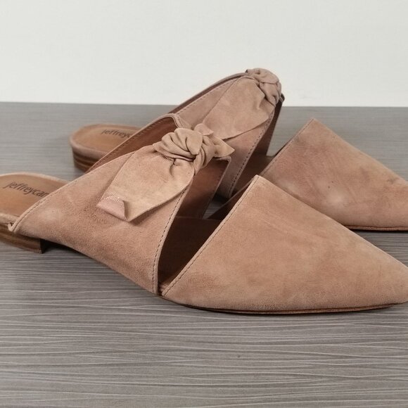 Jeffrey Campbell Charlin Pointed Toe Bow Flat, Blush Suede, Womens Size 9 M - Picture 3 of 9